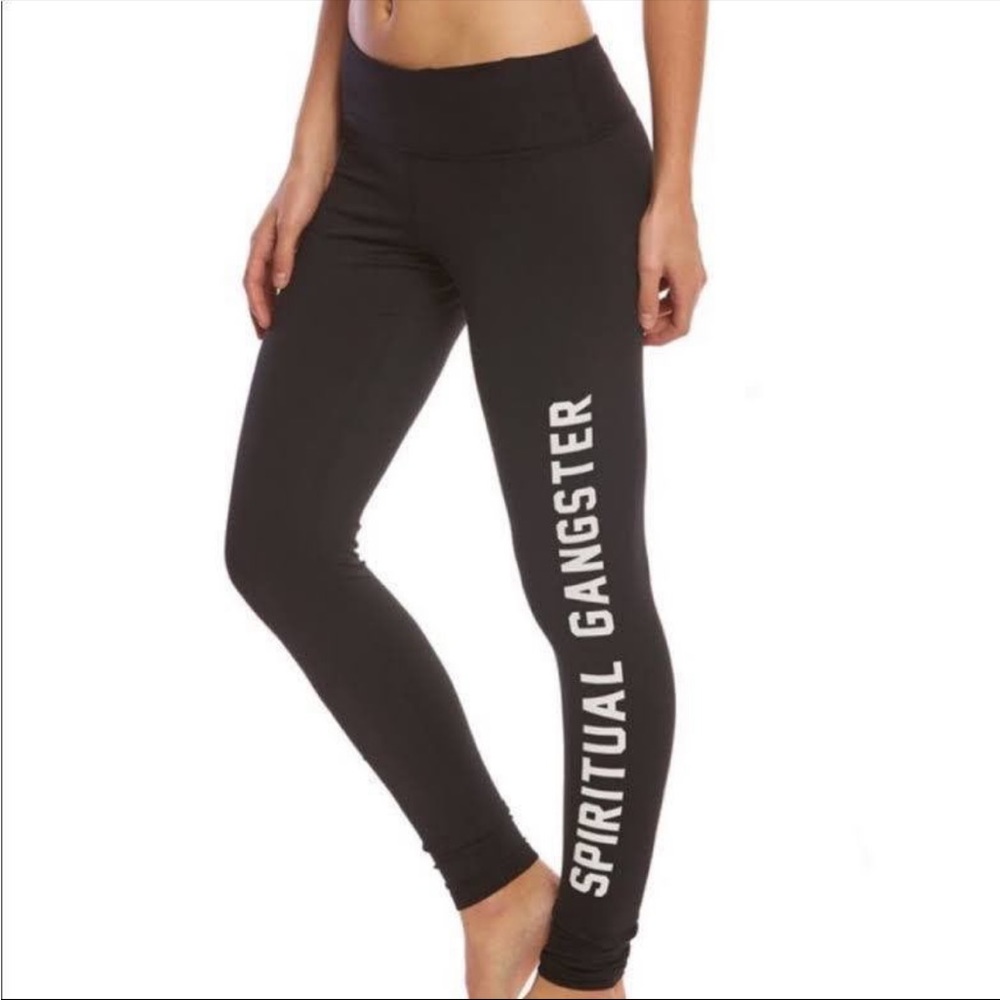 Spiritual Gangster Black Leggings with White Logo